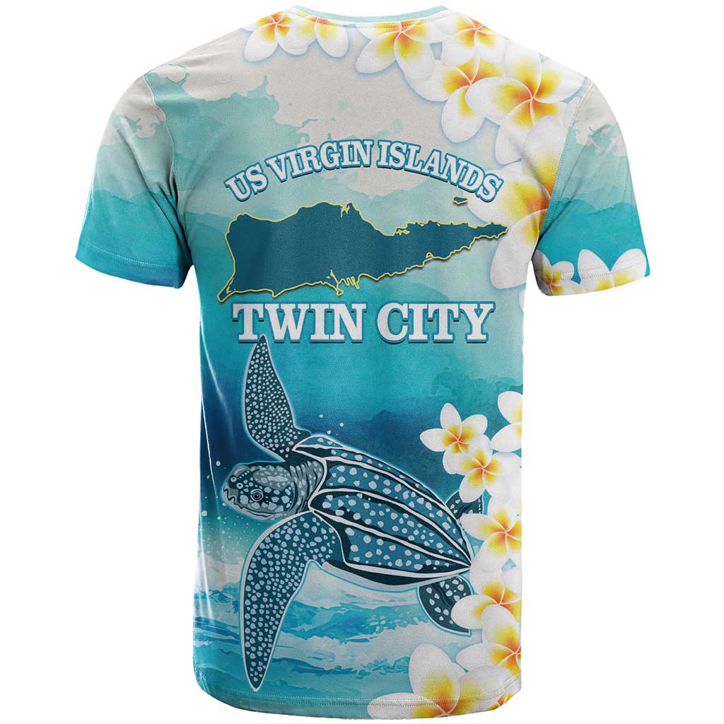 US Virgin Islands St Croix T-Shirt Twin City Leatherback With Plumeria Graphic Tee