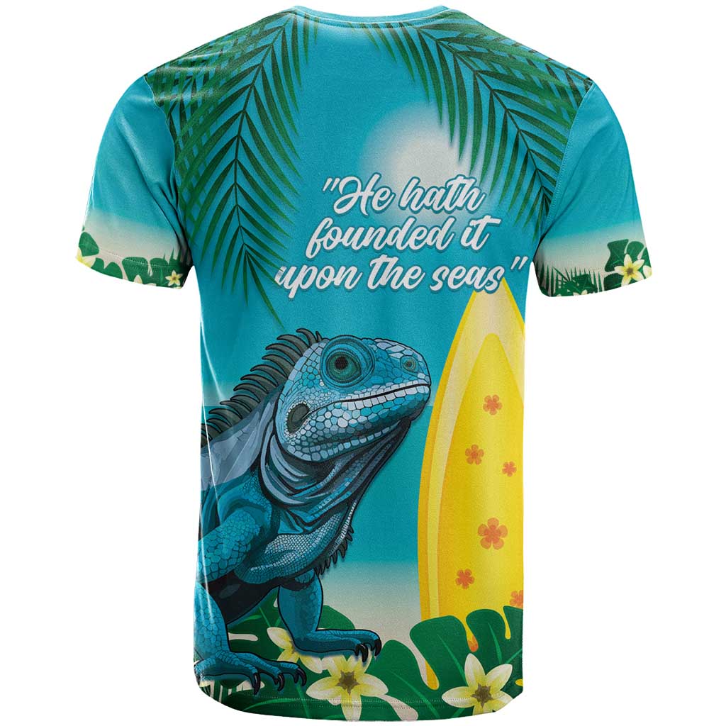 Blue Iguana Cayman Islands T-Shirt Turquoise Tropical Vibes Graphic Tee