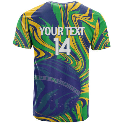 Brazil Football Custom T-Shirt 2026 Vamos Brasil Marble Pattern Graphic Tee