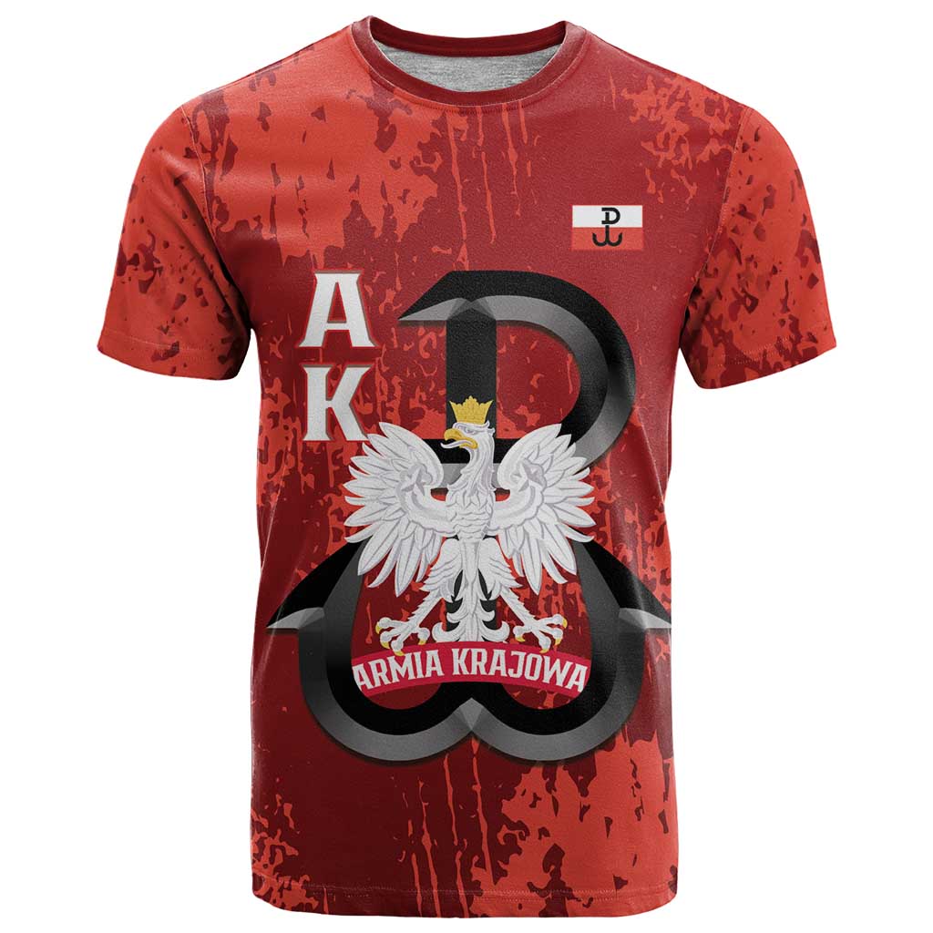 Home Army Poland T-Shirt Armia Krajowa Kotwica Grunge Style Graphic Tee