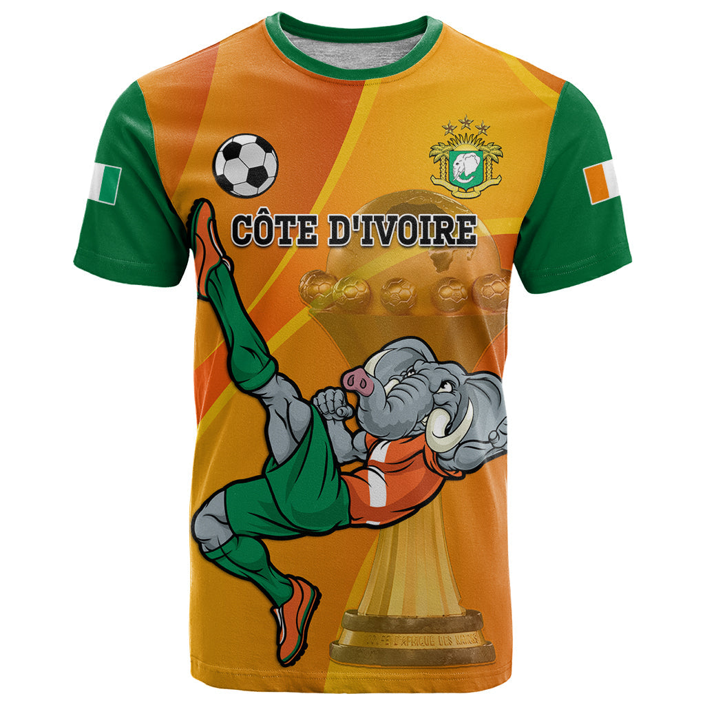 Custom Ivory Coast Football T-Shirt 2024 Mascot With Champions Trophy Graphic Tee