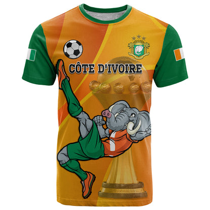 Custom Ivory Coast Football T-Shirt 2024 Mascot With Champions Trophy Graphic Tee