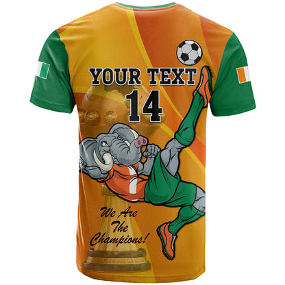 Custom Ivory Coast Football T-Shirt 2024 Mascot With Champions Trophy Graphic Tee