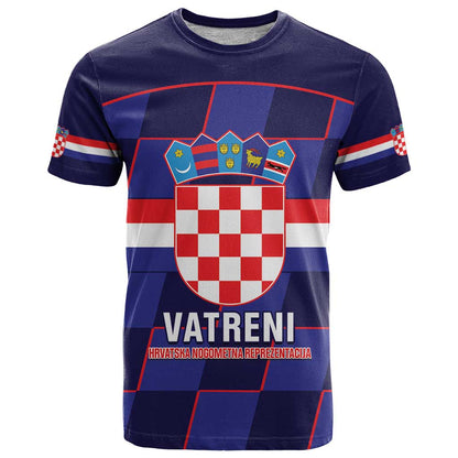 Custom Croatia Football T-Shirt Come On Vatreni Checkerboard Style Graphic Tee