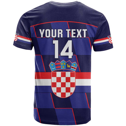 Custom Croatia Football T-Shirt Come On Vatreni Checkerboard Style Graphic Tee