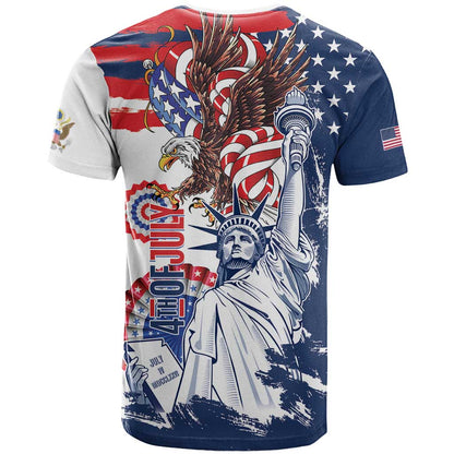 United States 4th Of July T-Shirt USA Eagle Statue Of Librerty Graphic Tee