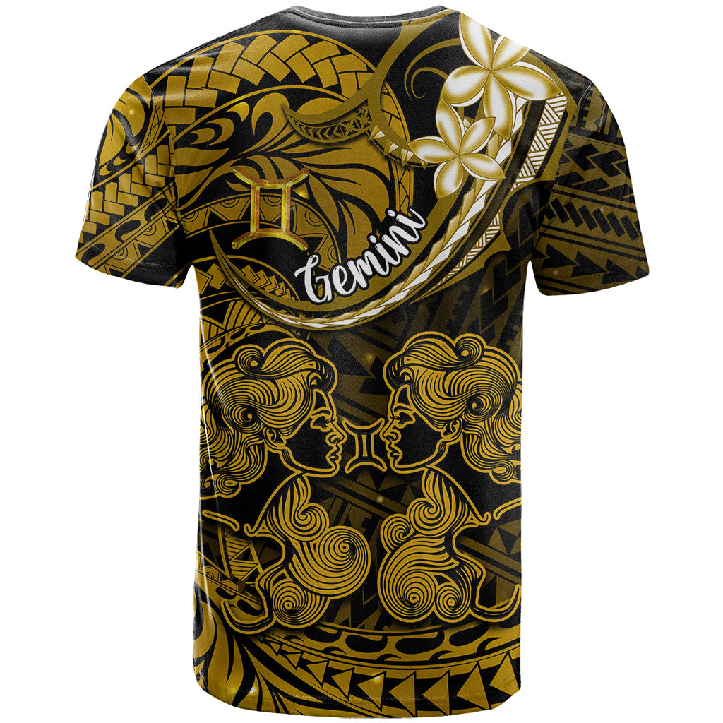 Polynesian Pride Gemini Zodiac T-Shirt Astrological Sign Tribal Plumeria Gold Galaxy Graphic Tee
