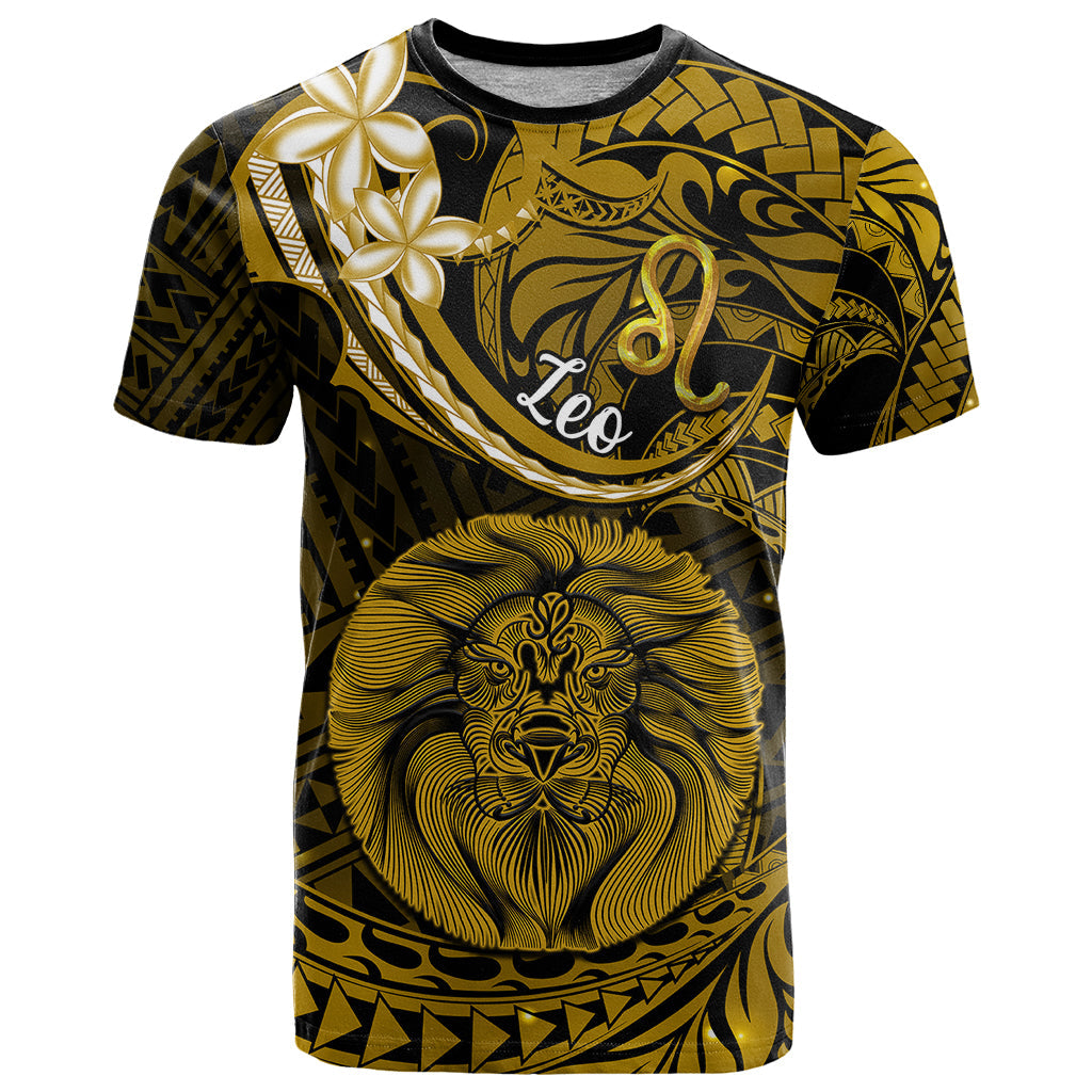 Polynesian Pride Leo Zodiac T-Shirt Astrological Sign Tribal Plumeria Gold Galaxy Graphic Tee