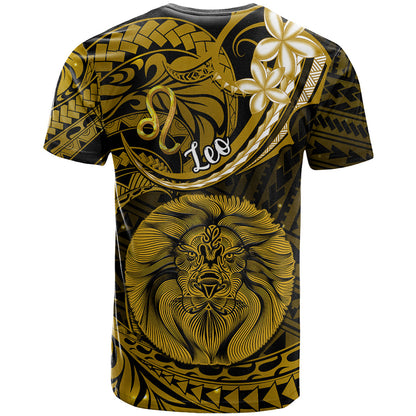 Polynesian Pride Leo Zodiac T-Shirt Astrological Sign Tribal Plumeria Gold Galaxy Graphic Tee