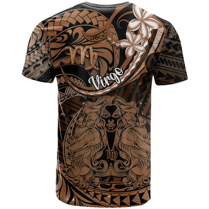 Polynesian Pride Virgo Zodiac T-Shirt Astrological Sign Tribal Plumeria Brown Galaxy Graphic Tee