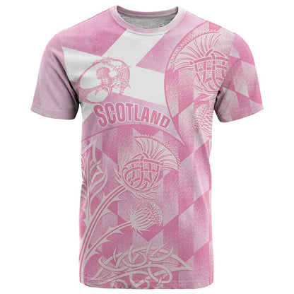 Scotland Rugby Personalised T-Shirt Go Scottish Thistle Pink Version Graphic Tee