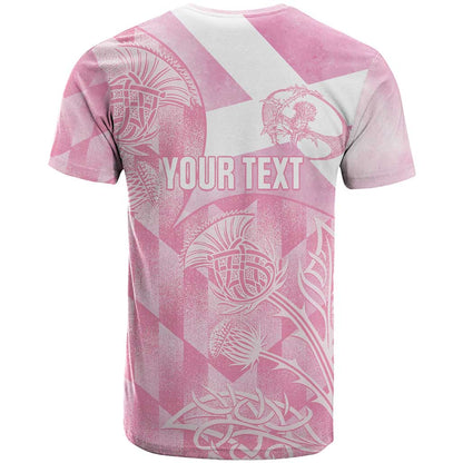 Scotland Rugby Personalised T-Shirt Go Scottish Thistle Pink Version Graphic Tee