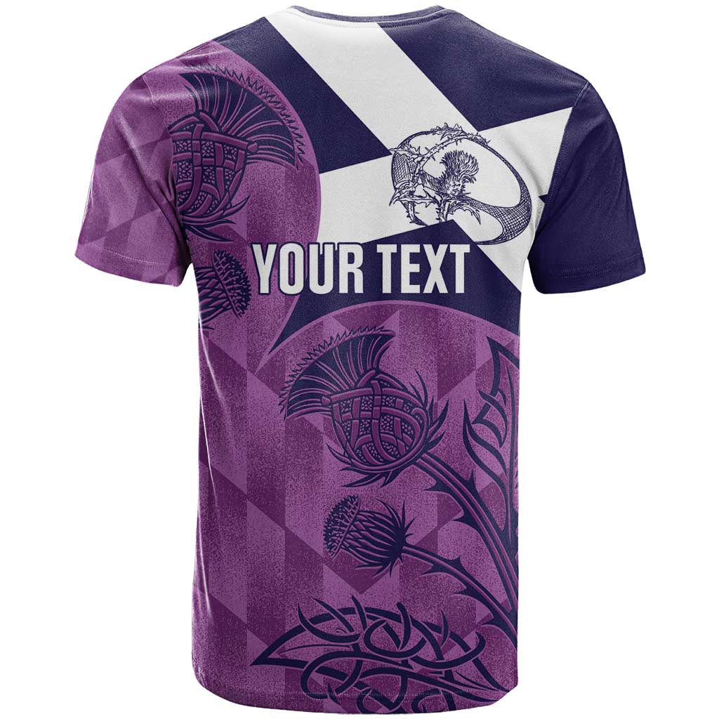 Scotland Rugby Personalised T-Shirt Go Scottish Thistle Purple Version Graphic Tee