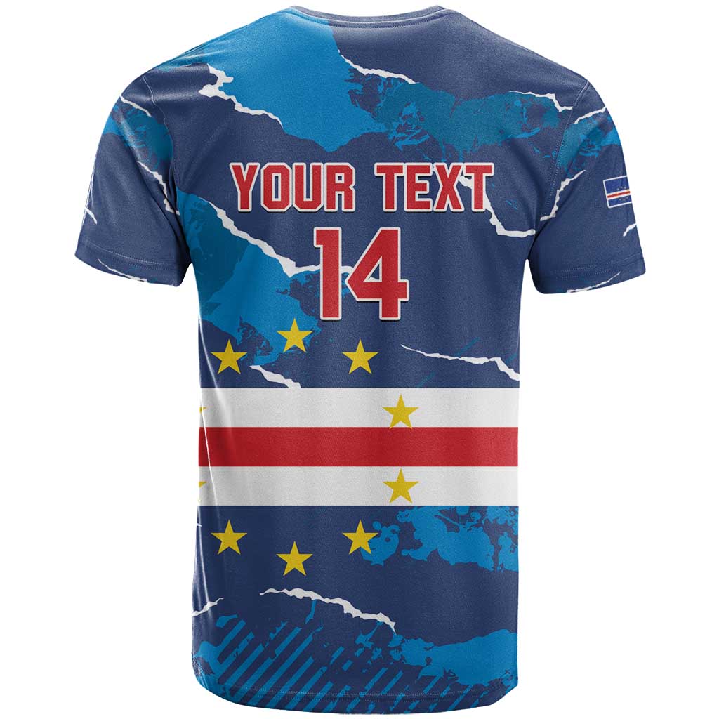 Custom Cape Verde Football T-Shirt Go Blue Sharks - Mascot Version Graphic Tee