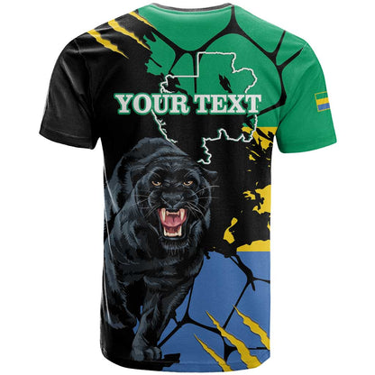 Personaliszd Gabon T-Shirt Gabonese Black Panther With Map Graphic Tee