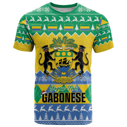 Gabon Christmas T-Shirt Joyeux Noel Coat Of Arms Graphic Tee