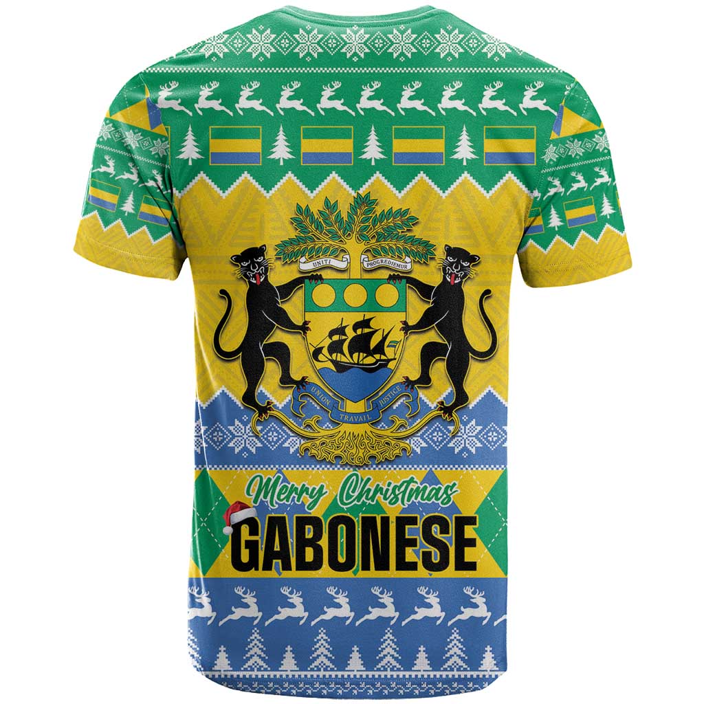 Gabon Christmas T-Shirt Joyeux Noel Coat Of Arms Graphic Tee