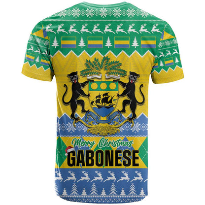 Gabon Christmas T-Shirt Joyeux Noel Coat Of Arms Graphic Tee