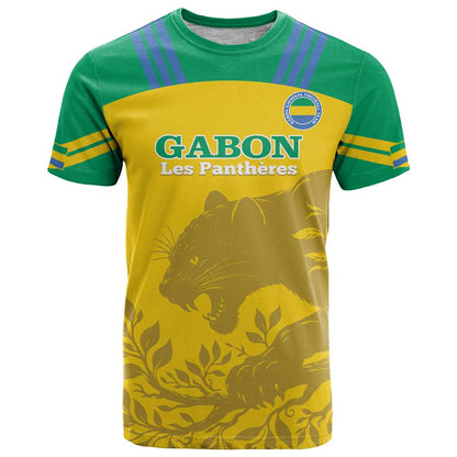 Custom Gabon Football T-Shirt Allez Les Pantheres Graphic Tee