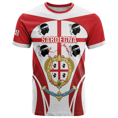 Personalised Sardinia Italy T-Shirt Sardegna Quattro Mori Coat Of Arms Graphic Tee