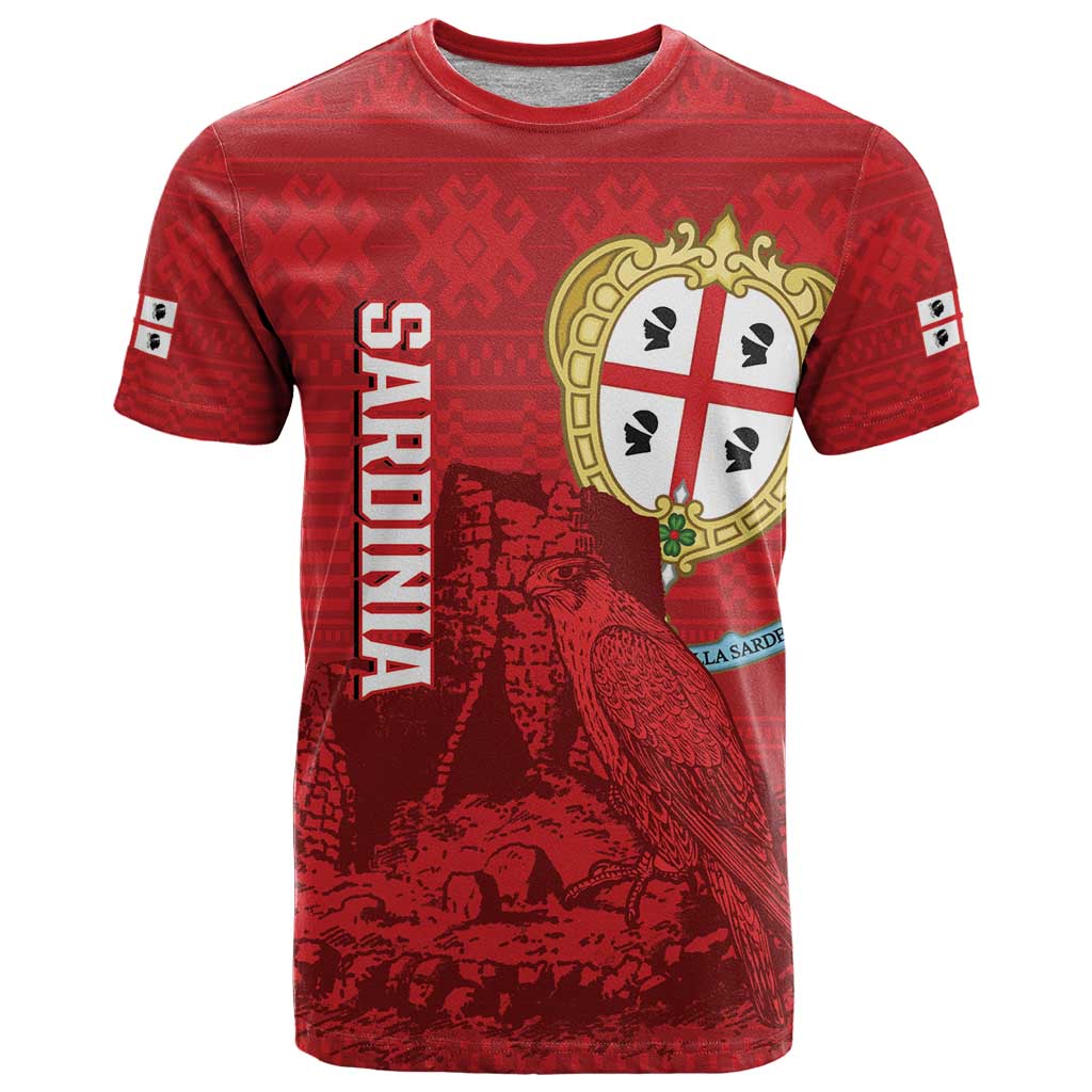 Personalised Sardinia Italy T-Shirt Sardegna Nuraghe With Falcon Graphic Tee