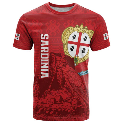 Personalised Sardinia Italy T-Shirt Sardegna Nuraghe With Falcon Graphic Tee
