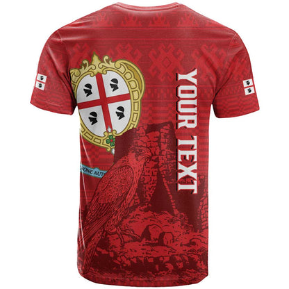 Personalised Sardinia Italy T-Shirt Sardegna Nuraghe With Falcon Graphic Tee