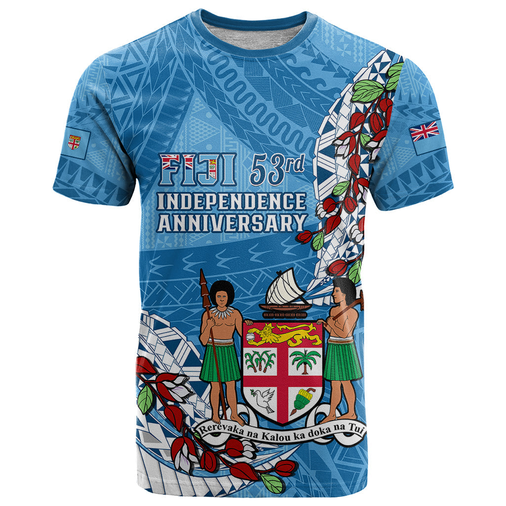 Personalised Fiji Day T-Shirt Fijian Tagimaucia Flower Polynesian Mix Tapa Pattern Graphic Tee