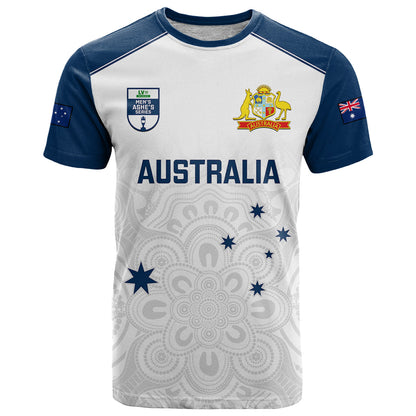 Personalised Australia Cricket T-Shirt Ashes Go Aussie Indigenous Art Graphic Tee