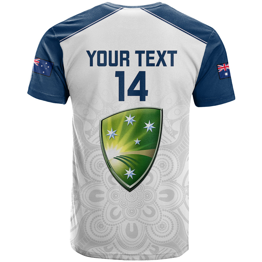 Personalised Australia Cricket T-Shirt Ashes Go Aussie Indigenous Art Graphic Tee