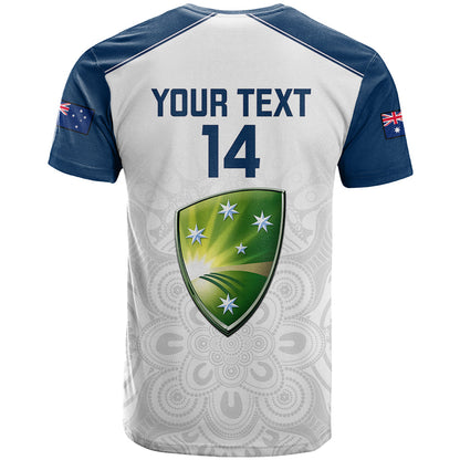 Personalised Australia Cricket T-Shirt Ashes Go Aussie Indigenous Art Graphic Tee