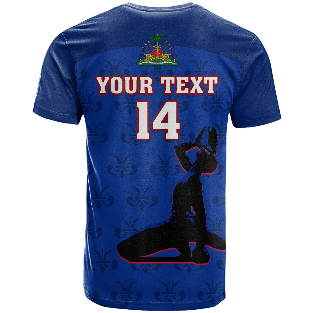 Custom Haiti Football T-Shirt Les Grenadieres World Cup Blue Version Graphic Tee