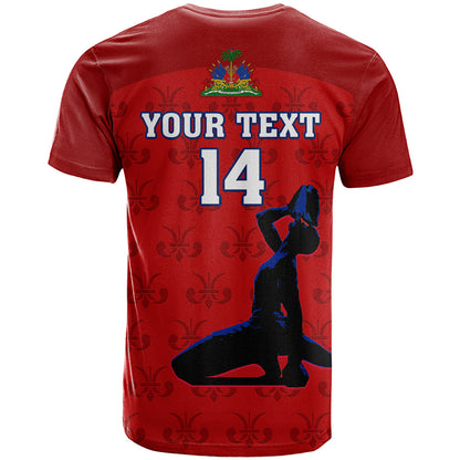 Custom Haiti Football T-Shirt Les Grenadieres World Cup Red Version Graphic Tee