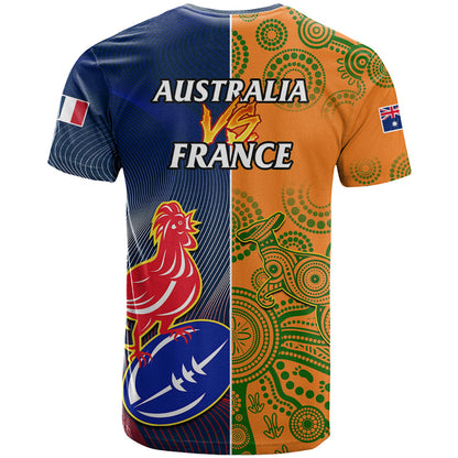 France And Australia Rugby T-Shirt World Cup Le Bleus Wallabies Together Graphic Tee