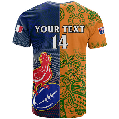 Custom France And Australia Rugby T-Shirt World Cup Le Bleus Wallabies Together Graphic Tee