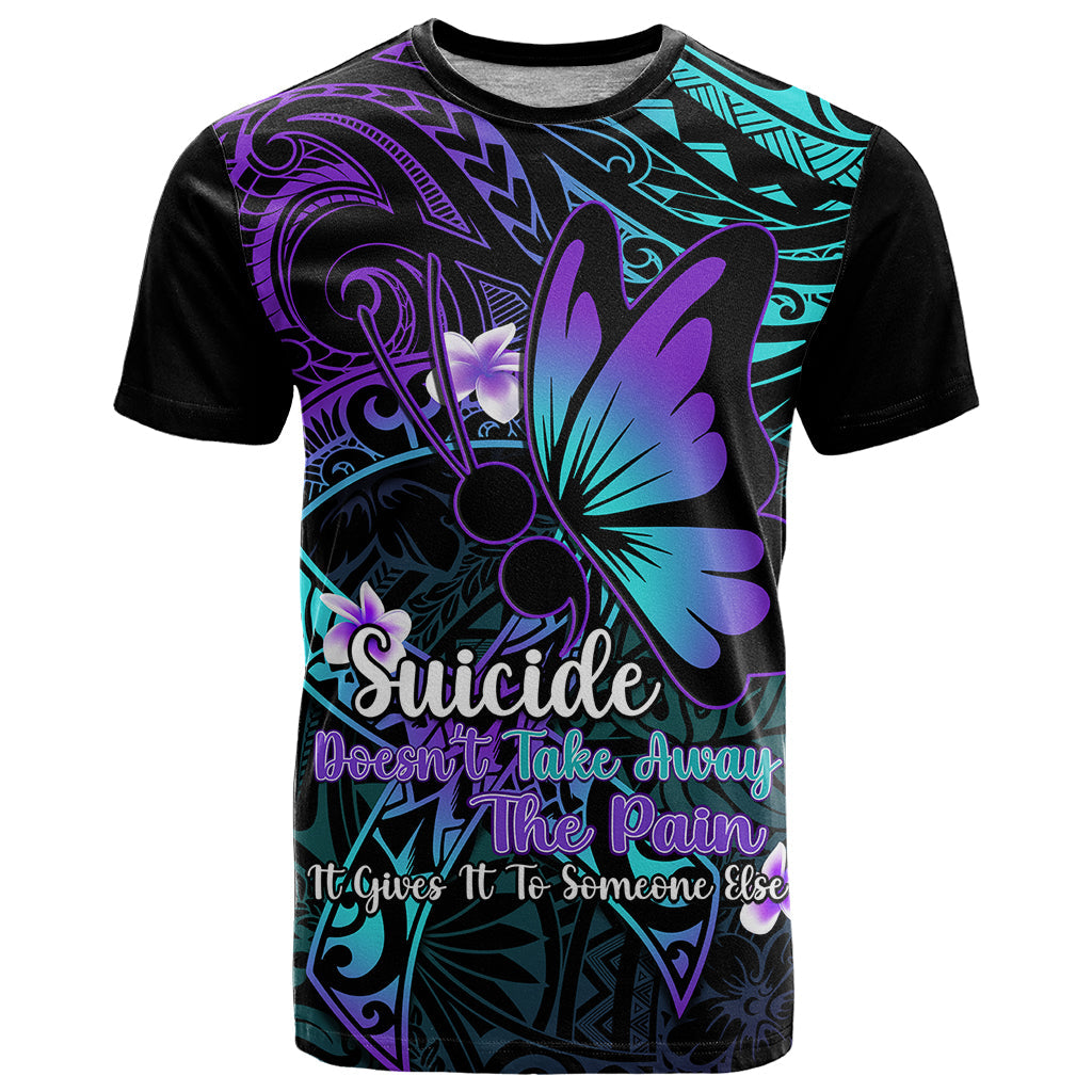 Polynesia Suicide Prevention Awareness T-Shirt Your Life Is Worth Living For Polynesian Blue Pattern Graphic Tee