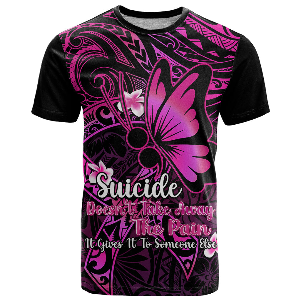 Polynesia Suicide Prevention Awareness T-Shirt Your Life Is Worth Living For Polynesian Pink Pattern Graphic Tee