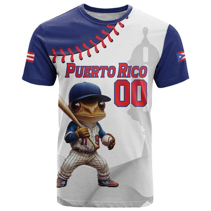 Custom Baseball Puerto Rico T-Shirt Coqui Mascot - Dynamic Style Graphic Tee