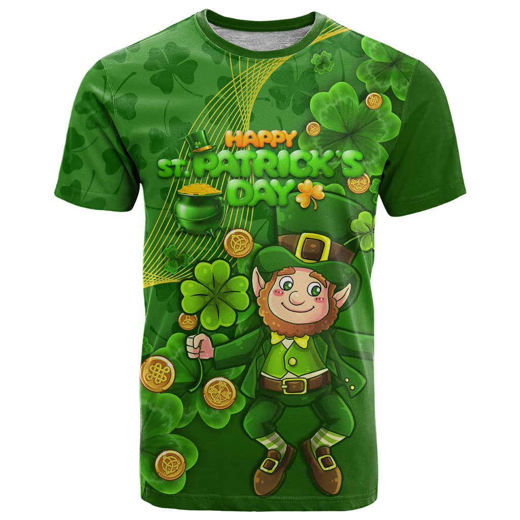 Happy St Patricks Day T-Shirt 2024 Irish Shamrocks With Lucky Leprechaun Graphic Tee