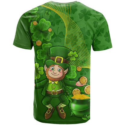 Happy St Patricks Day T-Shirt 2024 Irish Shamrocks With Lucky Leprechaun Graphic Tee