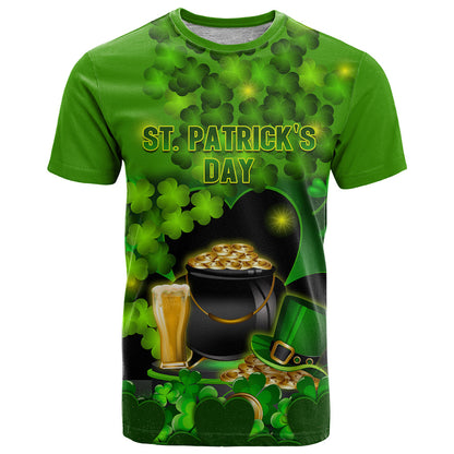 Happy St Patricks Day T-Shirt La Fheile Padraig Shamrock Style Graphic Tee