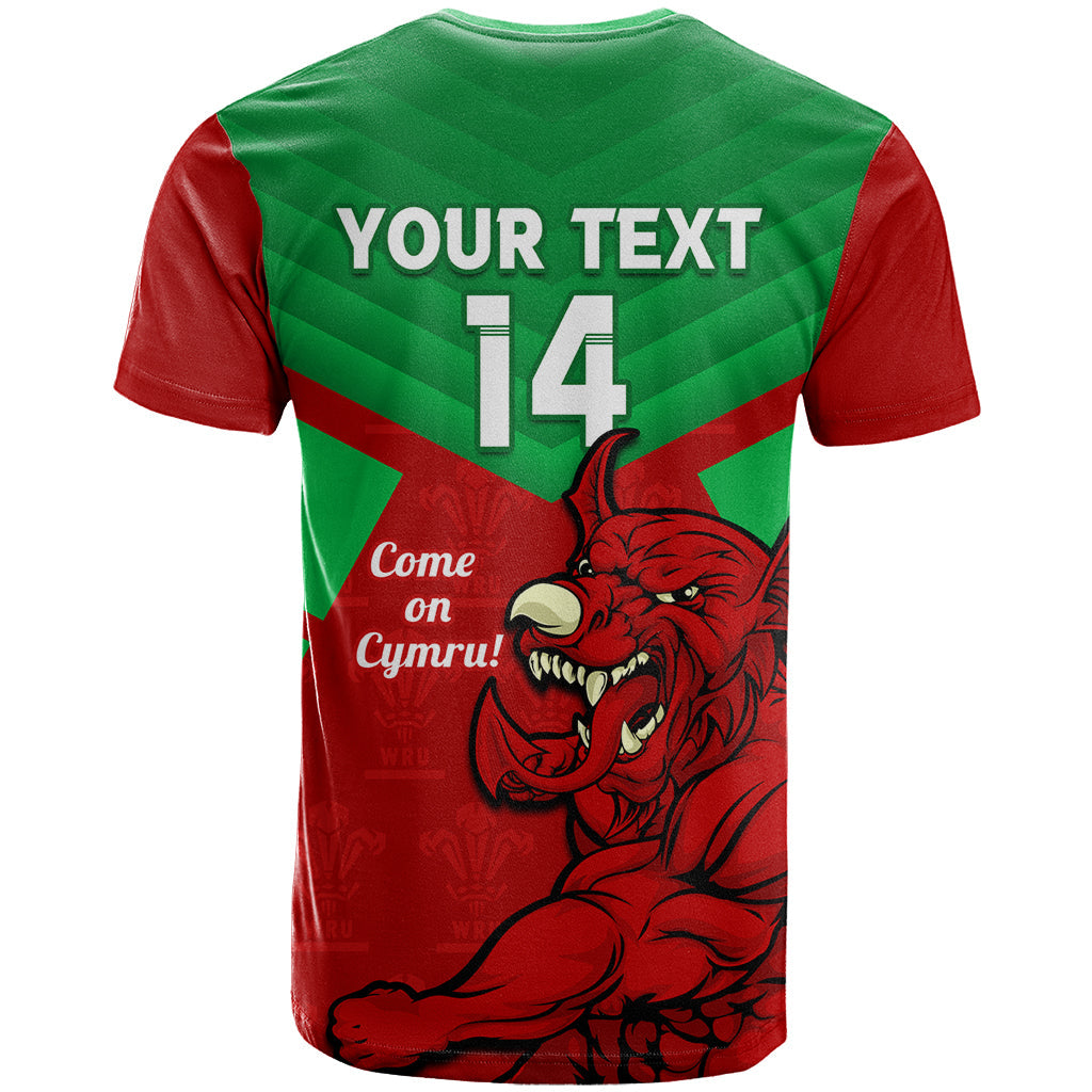 Custom Wales Rugby T-Shirt 2024 Six Nations Come On Cymru Mascot Sporty Graphic Tee