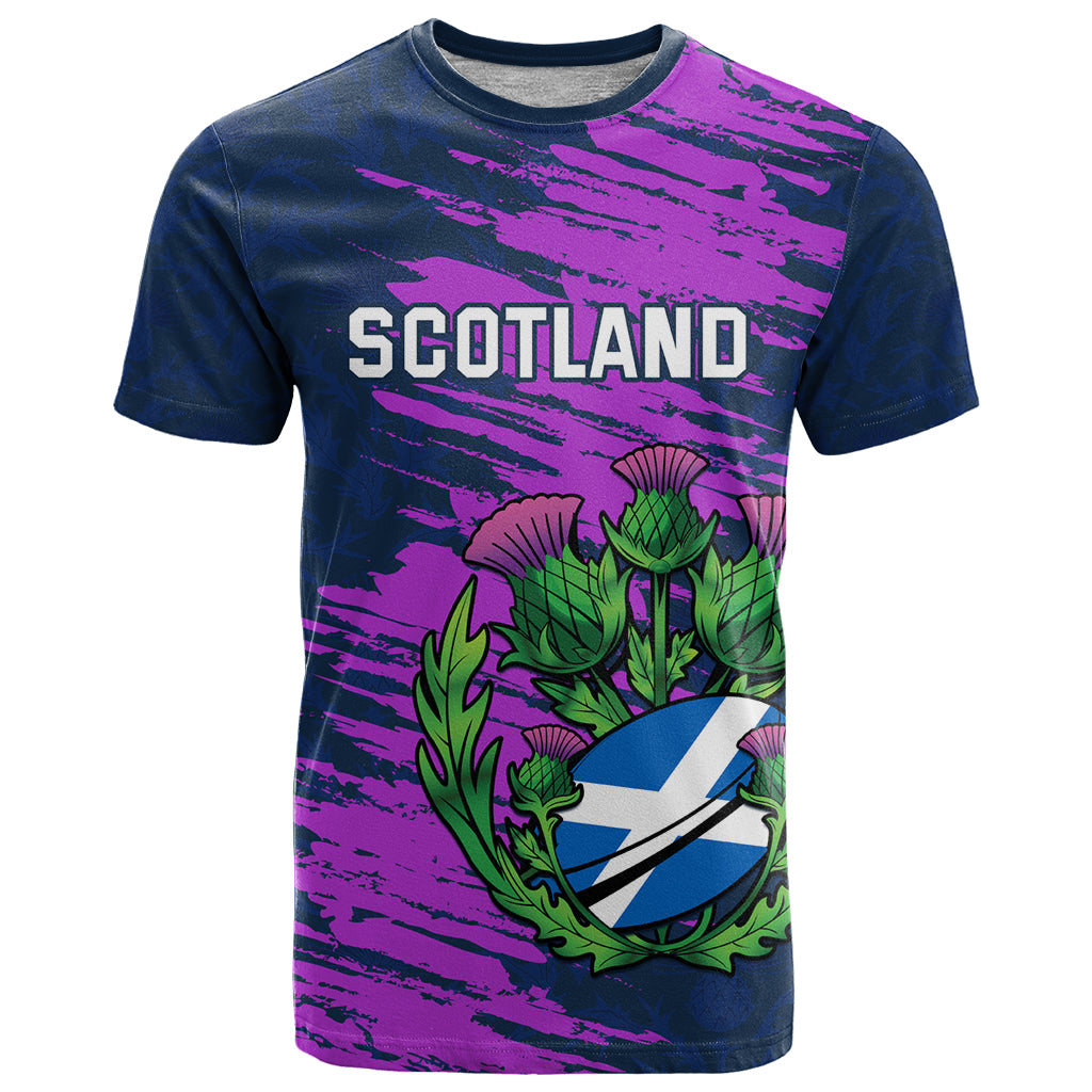 Custom Scotland Rugby T-Shirt 2024 Six Nations Go Scottish Thistle Graphic Tee