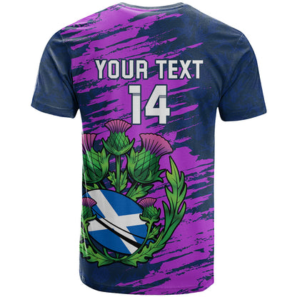 Custom Scotland Rugby T-Shirt 2024 Six Nations Go Scottish Thistle Graphic Tee