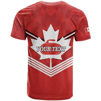 Personalized Canada Curling T-Shirt Maple Leaf Red Version Graphic Tee