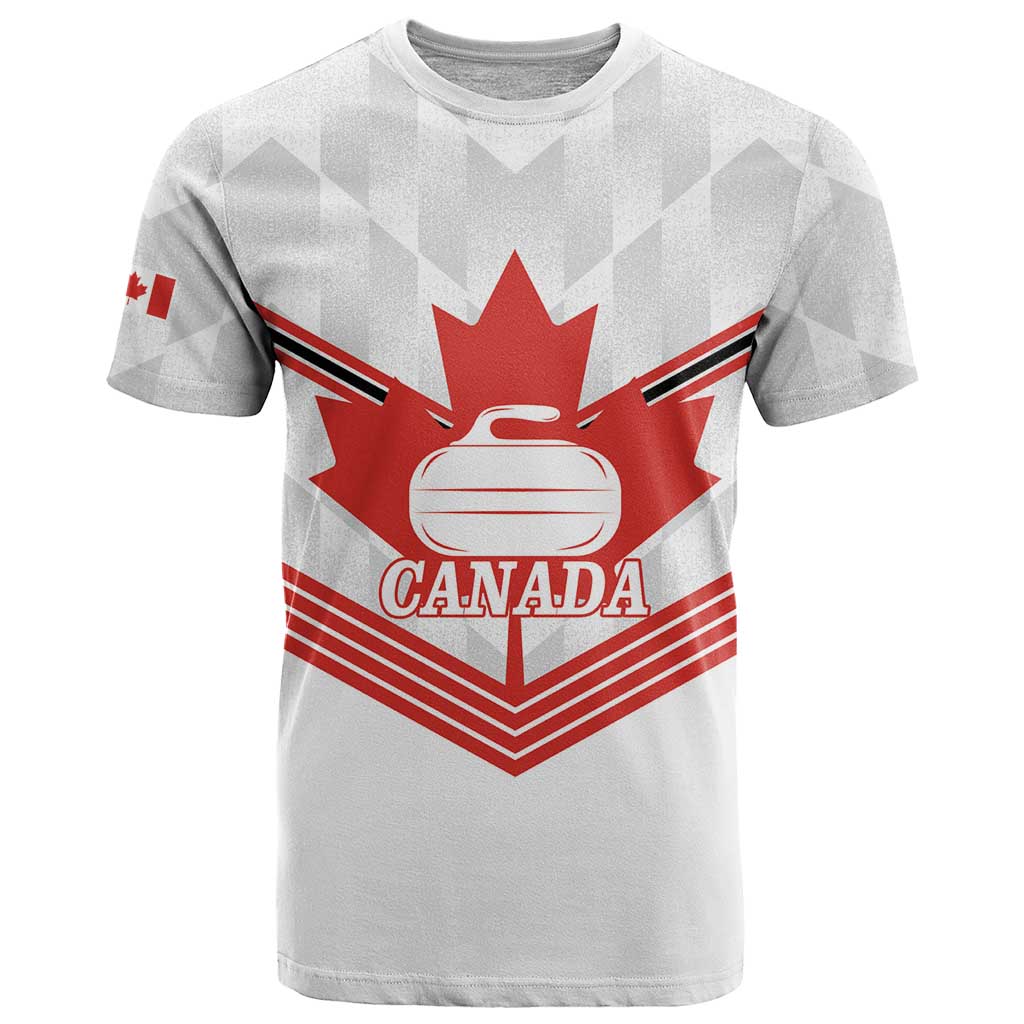 Personalized Canada Curling T-Shirt Maple Leaf White Version Graphic Tee