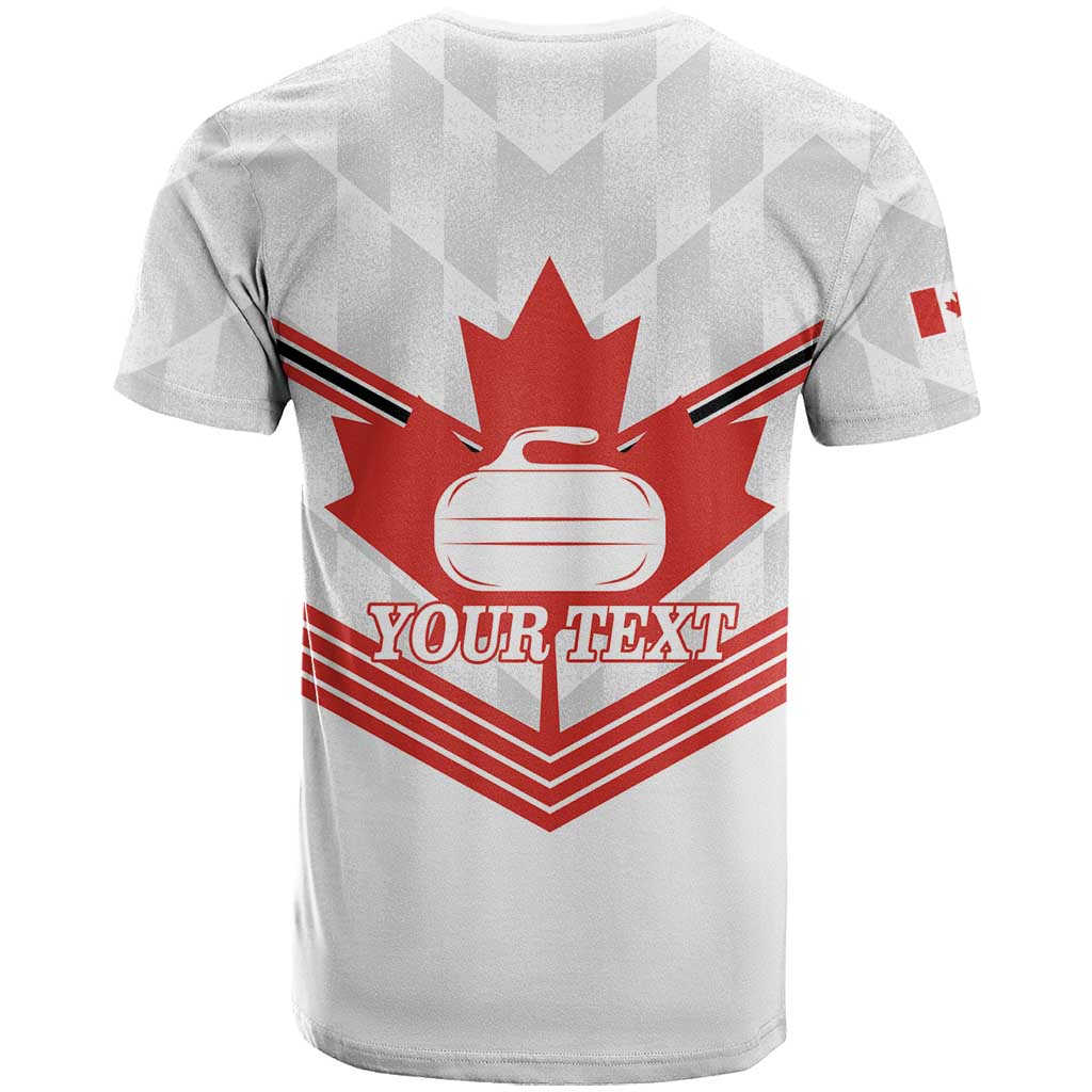 Personalized Canada Curling T-Shirt Maple Leaf White Version Graphic Tee