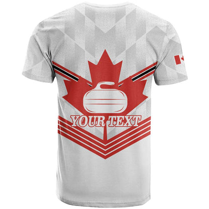 Personalized Canada Curling T-Shirt Maple Leaf White Version Graphic Tee