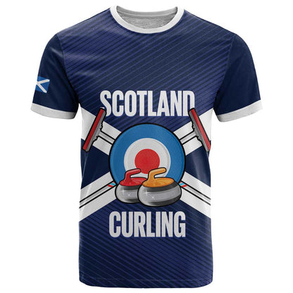 Personalized Scotland Curling T-Shirt Go Scottish Flag Style Graphic Tee