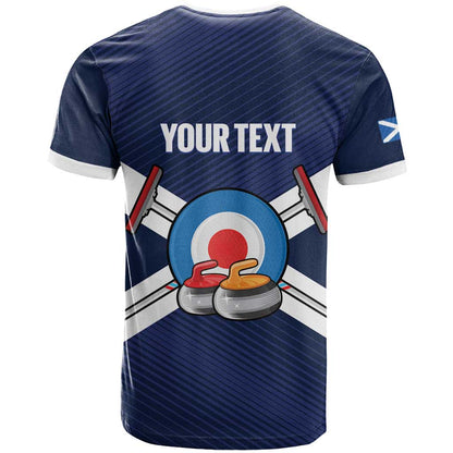 Personalized Scotland Curling T-Shirt Go Scottish Flag Style Graphic Tee